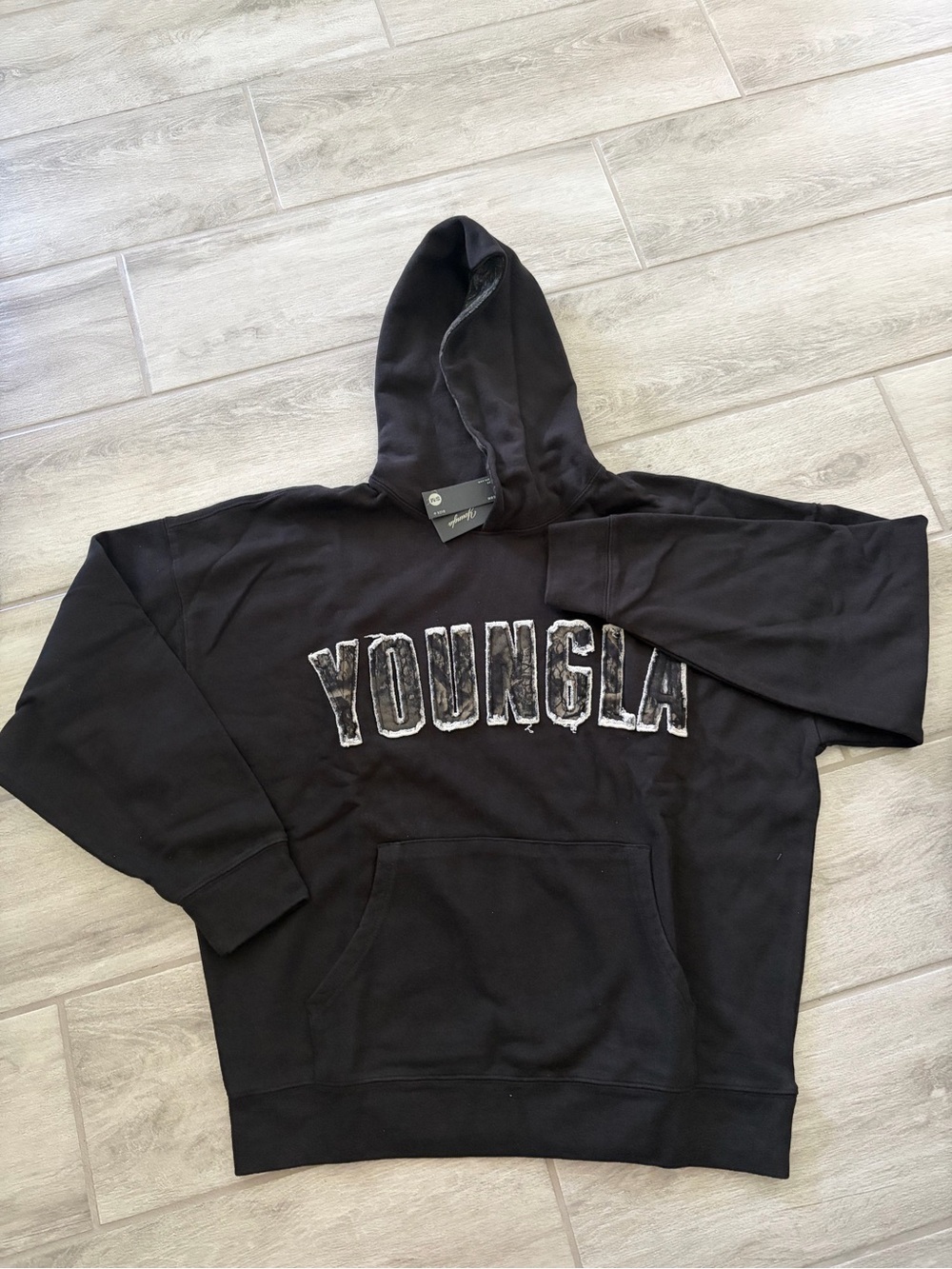 YoungLA Black Camo Hunting Season Hoodie Women’s Size Small Medium Oversized NEW